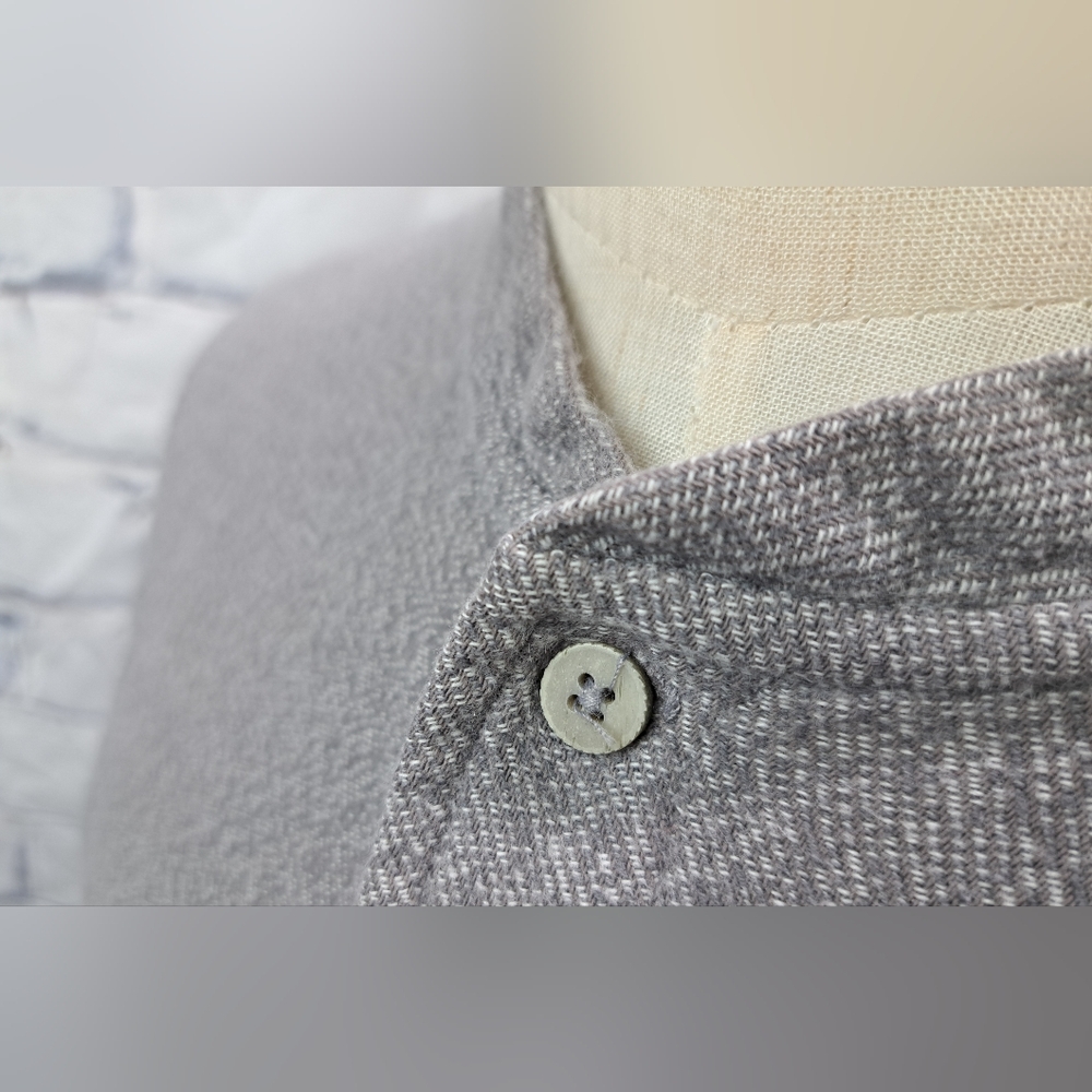Wings + Horns Men's Button Down Shirt Mandarin Collar Gray Medium - Picture 7 of 16